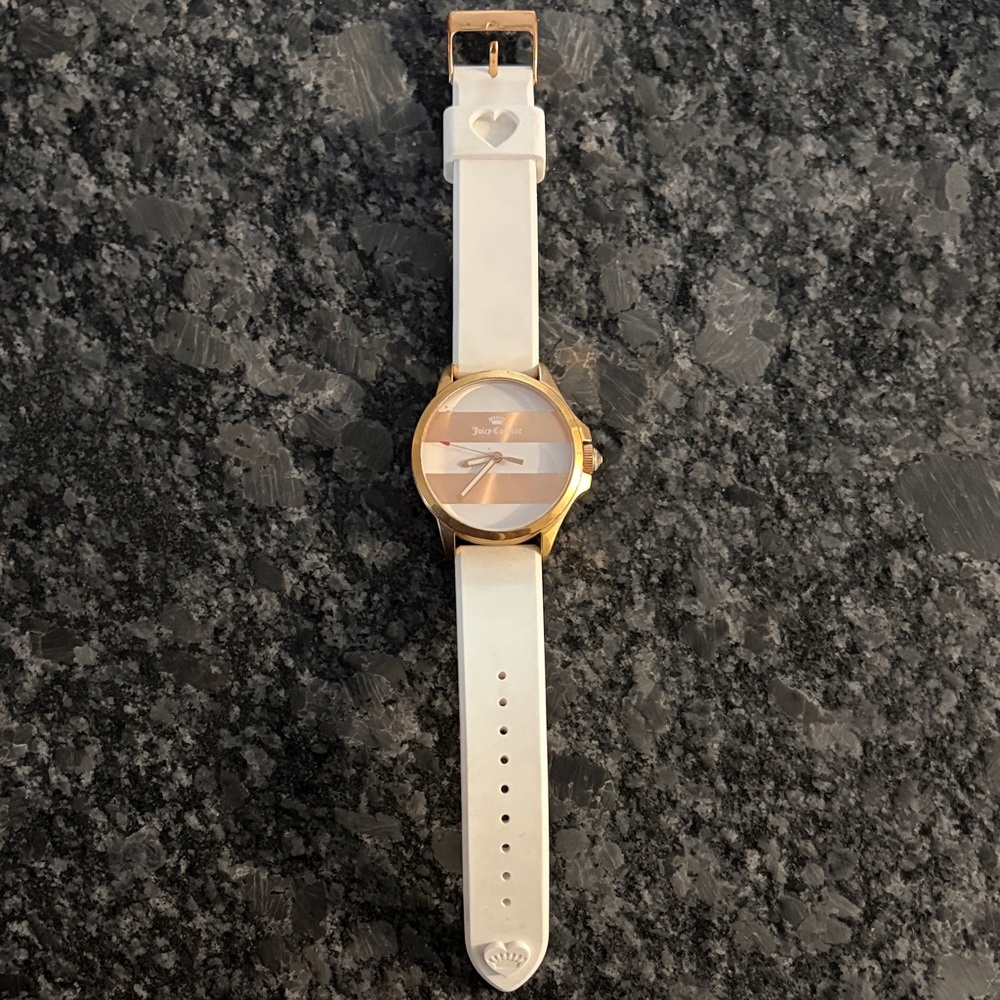 Juicy Couture Gold and White Striped Watch